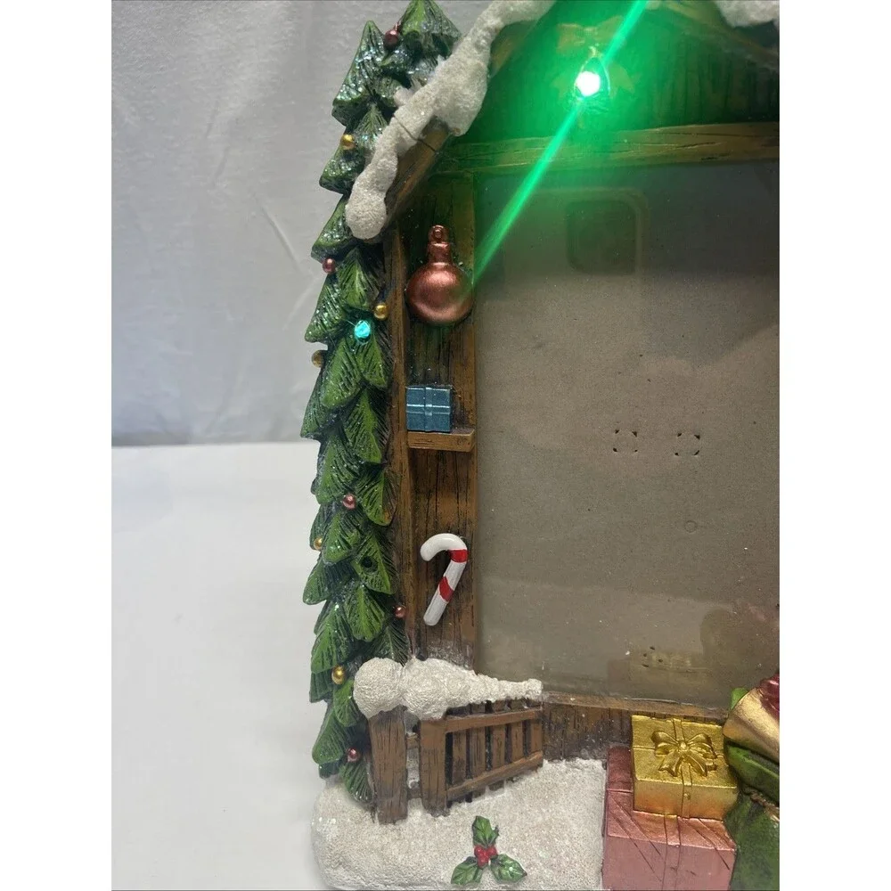 Christmas Themed Photo Frame Lights Blink Santa and Tree Holds 5'' x 7'' Photo